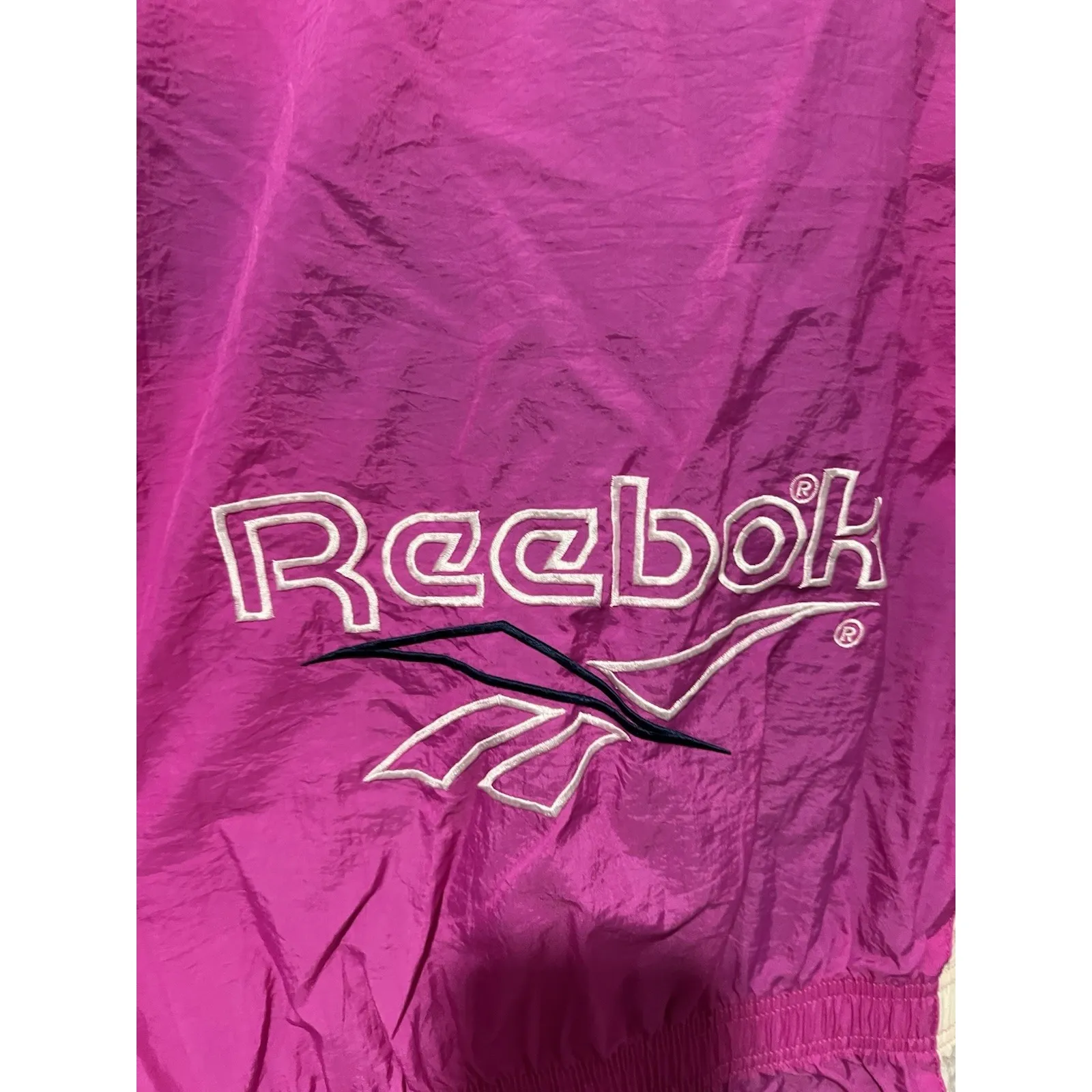 Reebok Vintage Women's Windbreaker Jacket Full Zip Long‎ Sleeve Nylon Sz XL Pink - Image 4