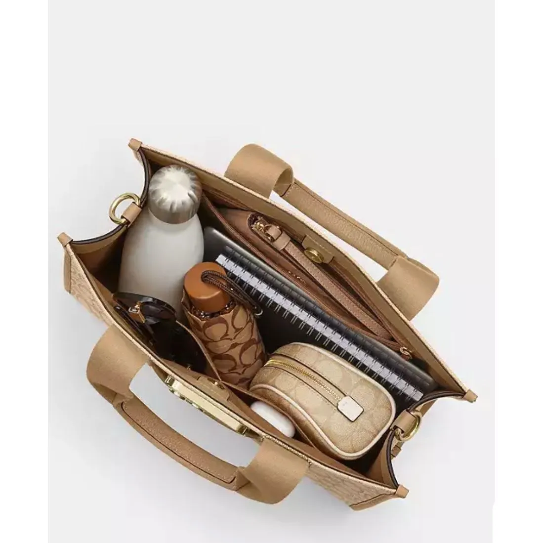 🔥🎁NWT! Coach Smith Tote Bag in Sig Jacquard Canvas Khaki Multi CY367 Msrp:$428 - Image 10