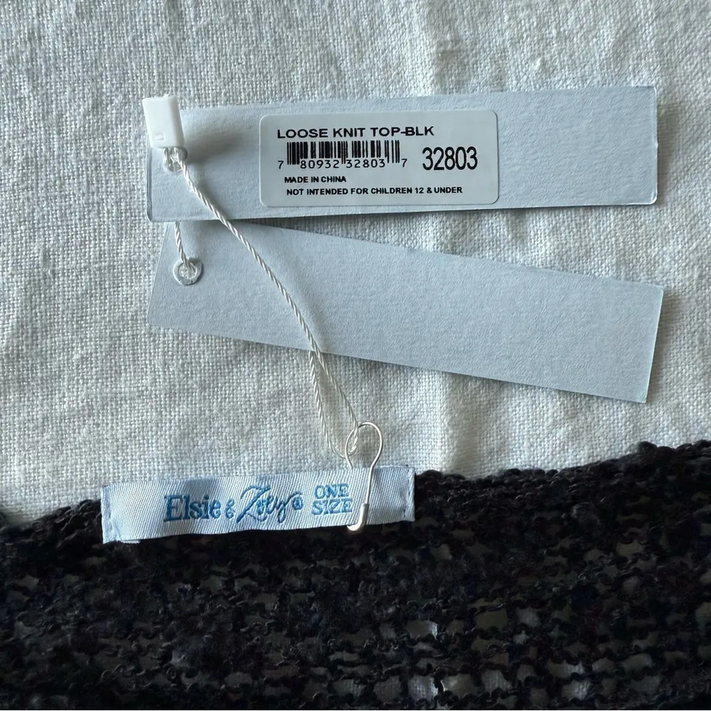 Elsie‎ and Zoey Black Open Knit Sweater coastal boho Cottagecore OS Size undefined - Image 8