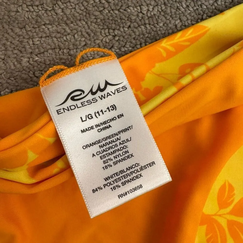 Endless Waves Yellow Orange Floral Scoop Reversible Bikini Set Large 11 - Image 4