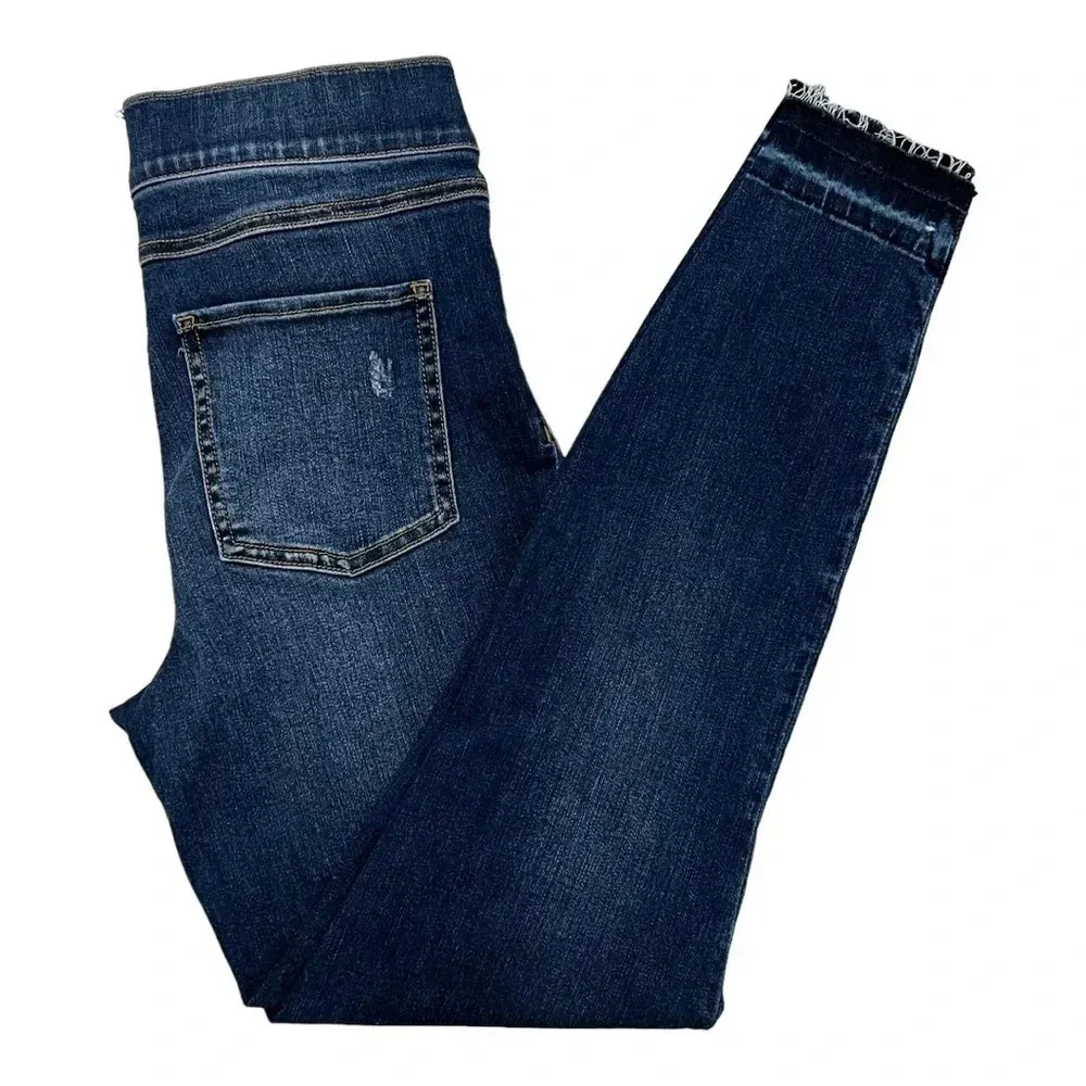 Spanx Distressed Ankle Skinny Jeans High Waisted Stretch Blue Women's Size S - Image 6