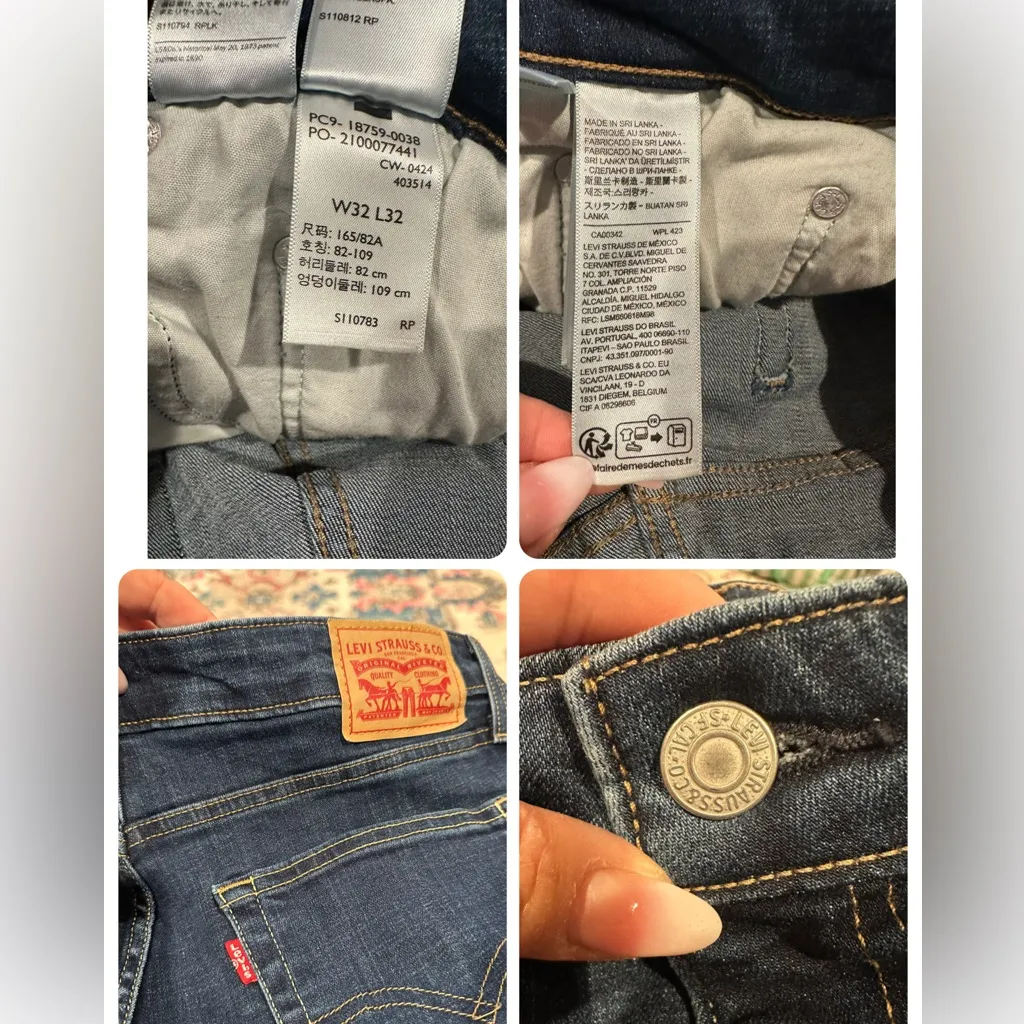 Levi's 725 HIGH RISE BOOTCUT Blue Denim Flare Wide Leg Jeans Pants 32 - Image 7