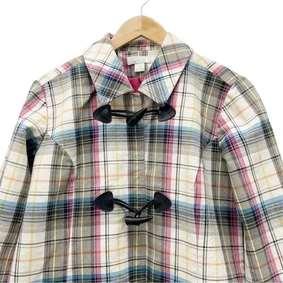 Christopher & Banks Preppy Pink Black Plaid Duffel Peacoat Women’s Size Medium - Image 5