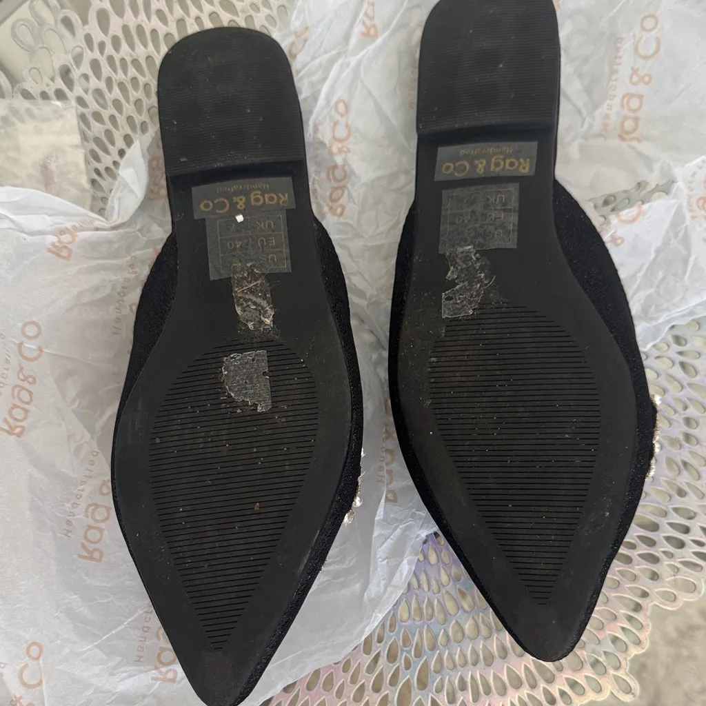 Luxurious Black astr Pearl Embellished Mules size 9 worn 1 x to a house party - Image 2