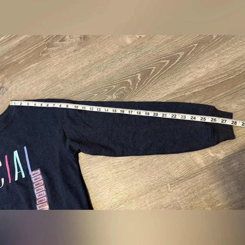 Wildfox Statement Sweatshirt Social Embroidered NWT Womens Size S Blue Pullover - Image 9