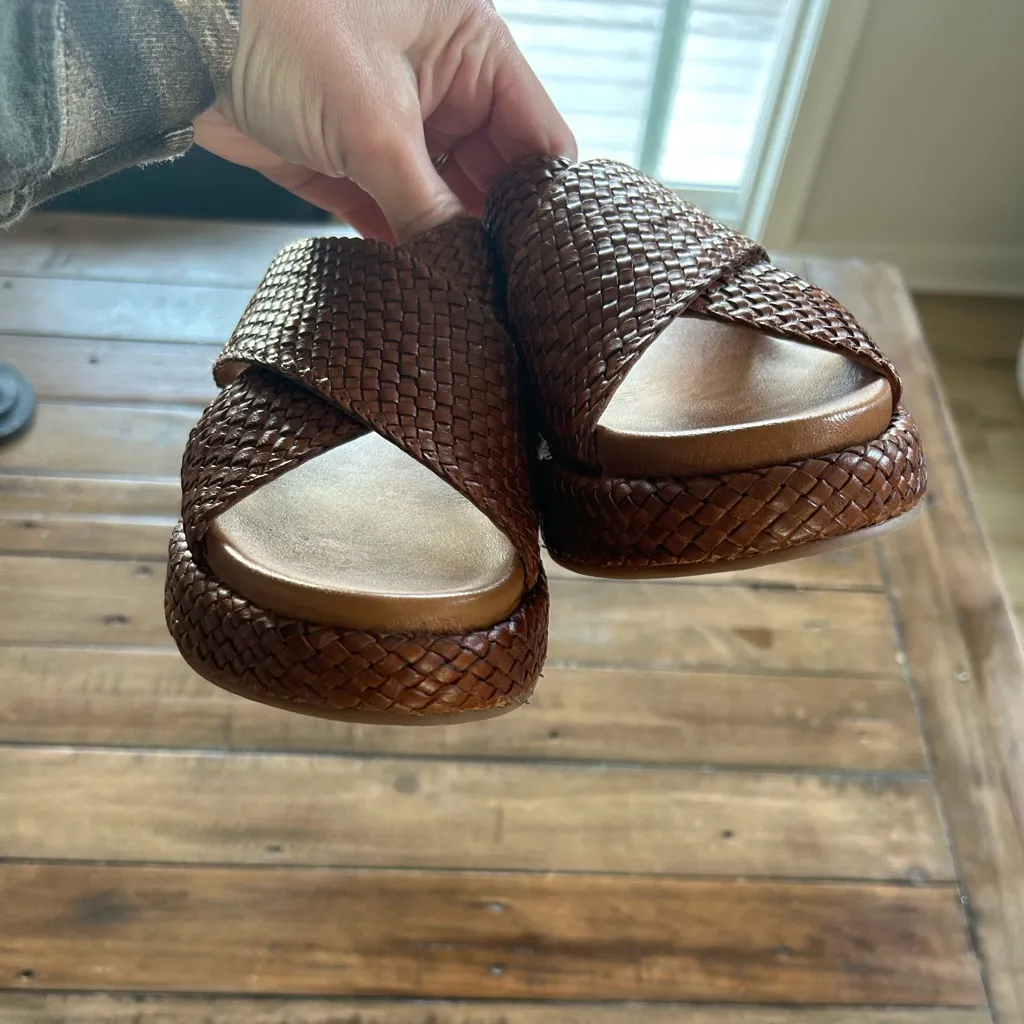 Seychelles Los Angeles Key West Brown Woven Leather Sandals 8 - Image 7