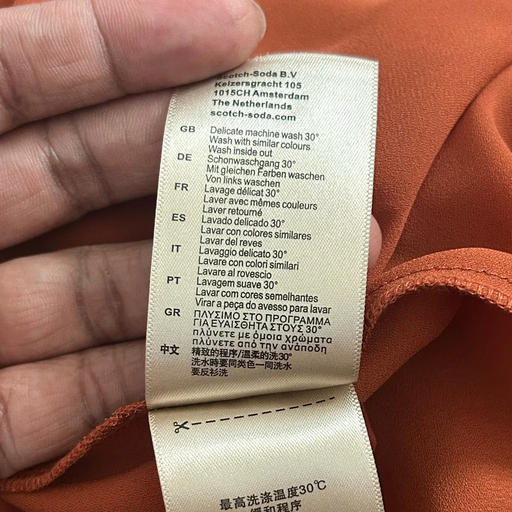 Scotch & Soda | Sleeveless Satin Midi Wrap Dress in rust - Image 12