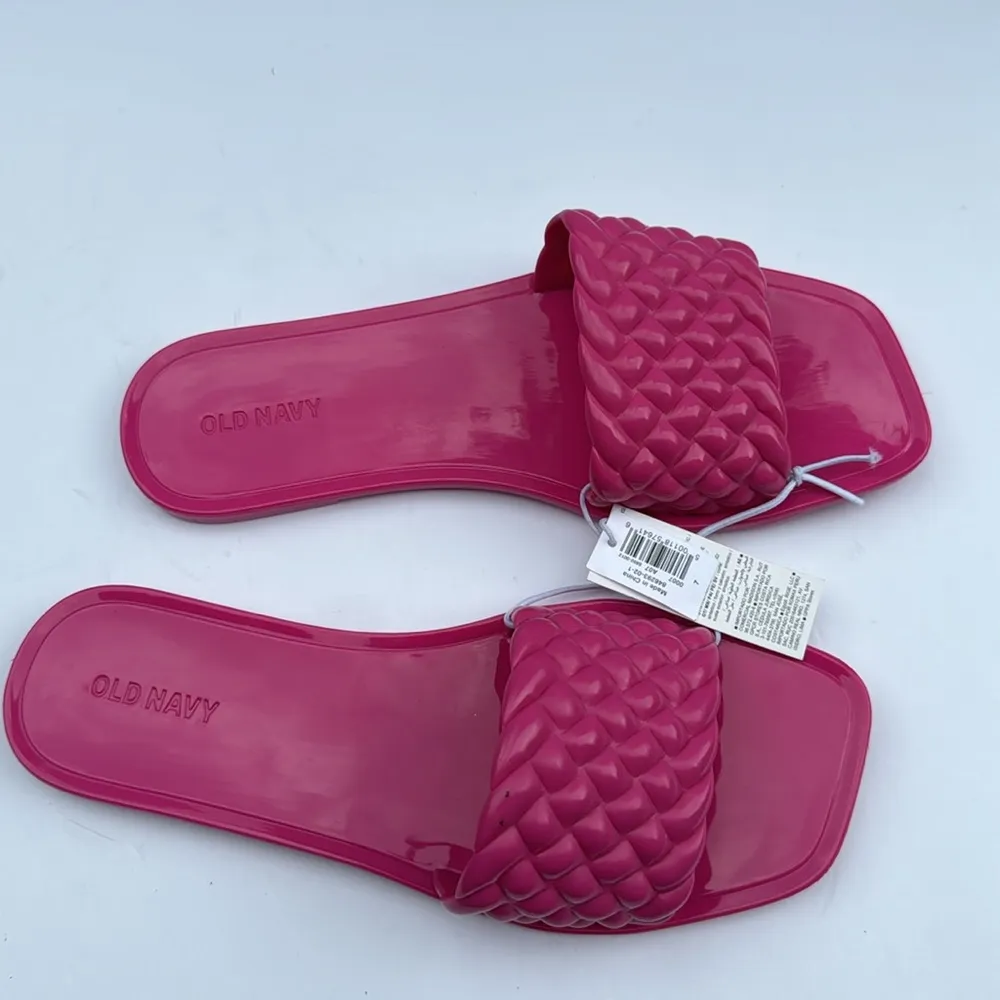 Old Navy Women’s Quilted Jelly  Slide Sandals Polarized Pink NWT Sz 7 - Image 4