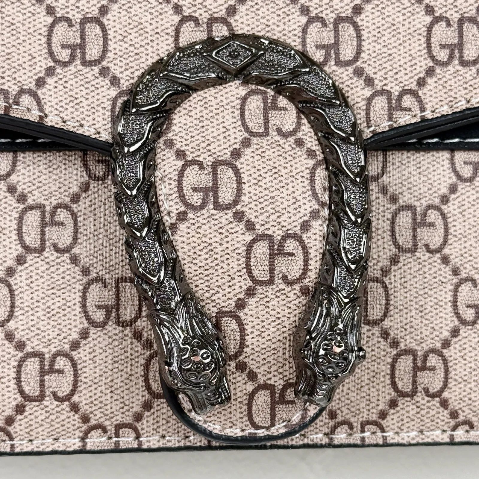 GD Monogram Crossbody Shoulder Bag Chain Strap Brown Tan Purse - Image 9