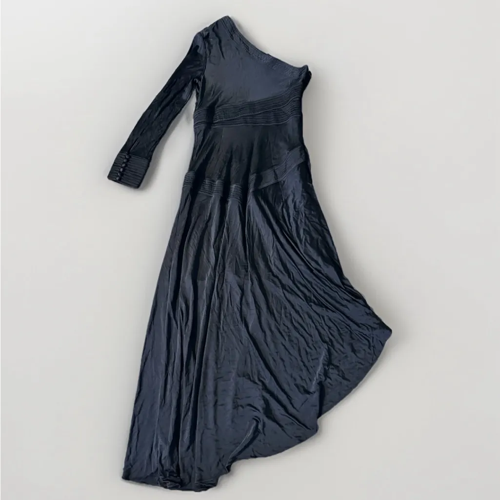 Alexis Addison One-Shoulder Asymmetric Maxi Dress Black L Grunge Party Chic - Image 11