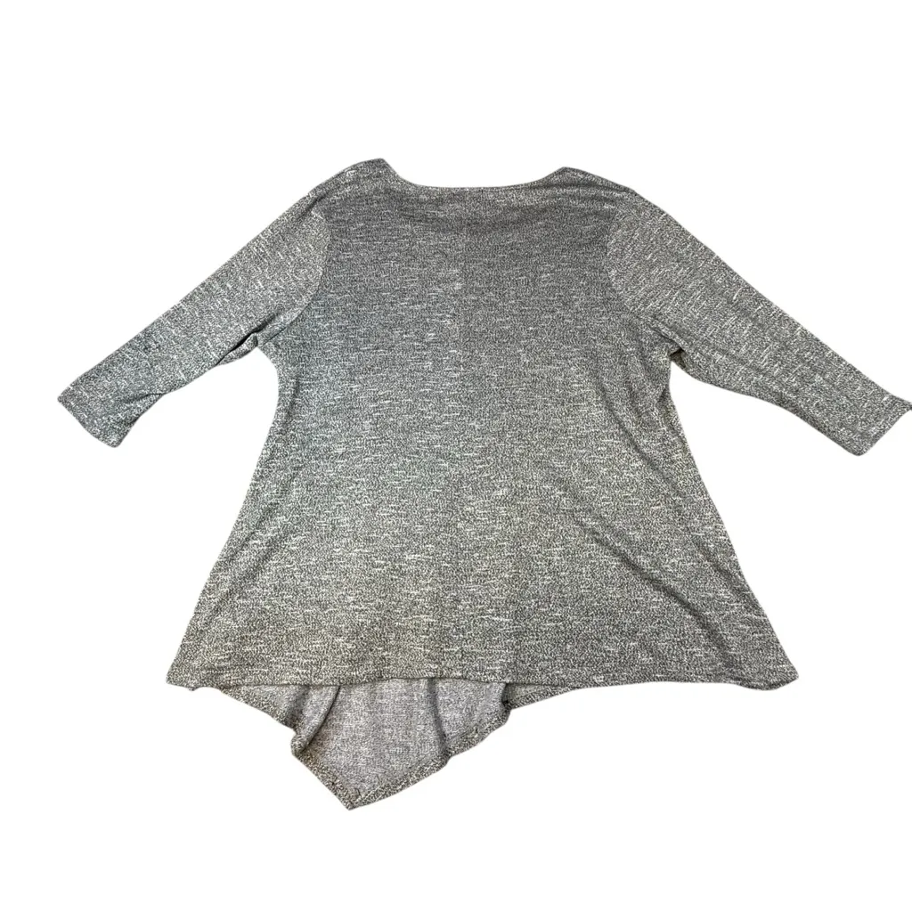 Lane Bryant Sweater Women’s 22/24 Gray Gold Metallic ¾ Sleeve Scoop Neck Stretch - Image 3