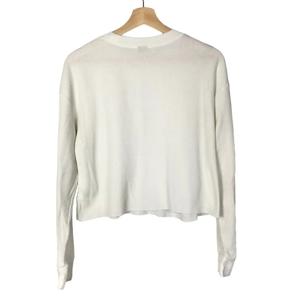 Wild Fable White Crewneck Thermal Knit Long Sleeve T-Shirt M - Image 3