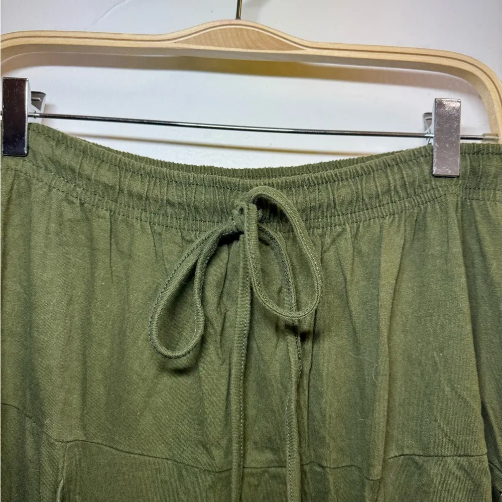 Green harem pants XS / S cotton pockets drawstring - Image 4