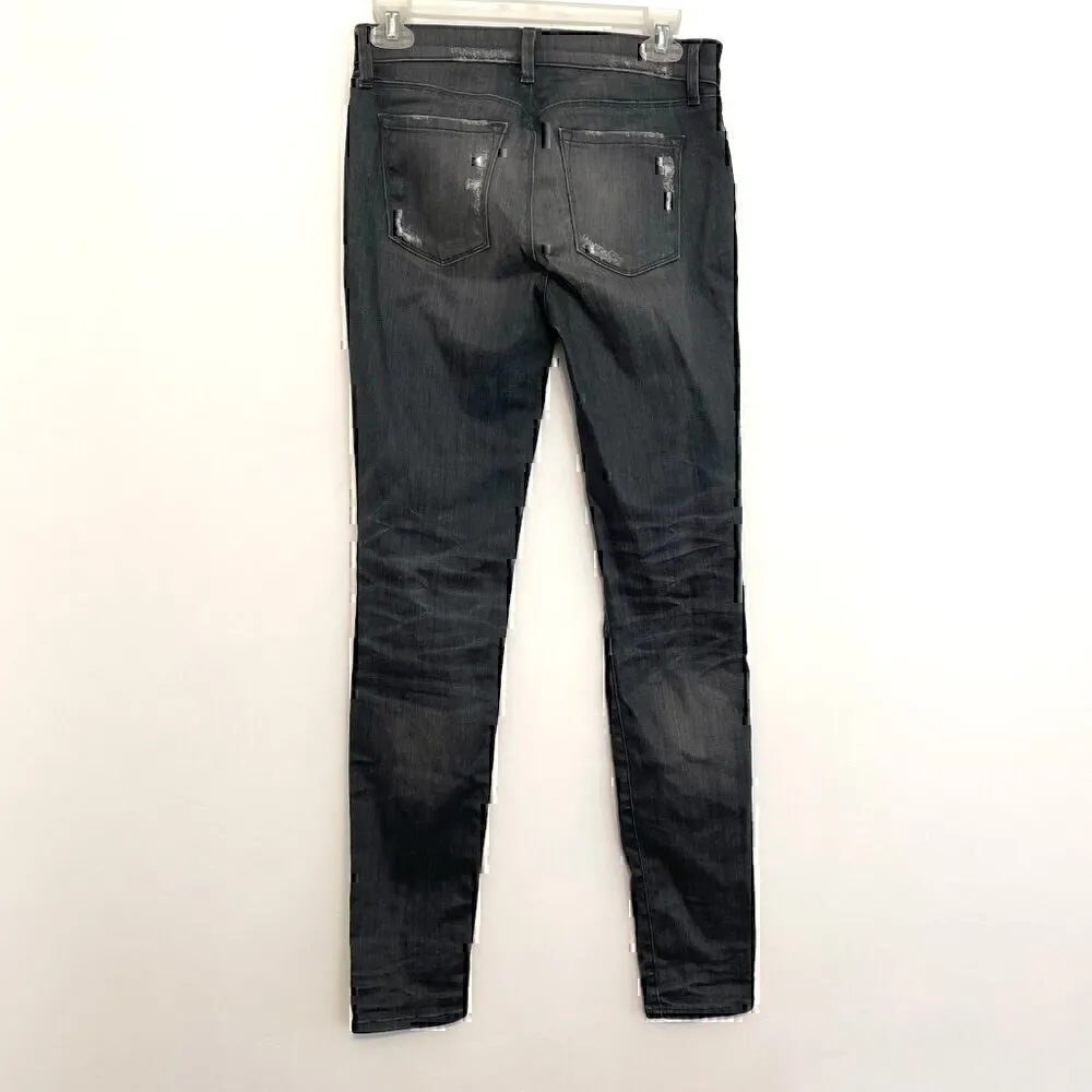 J BRAND Gray Ripped Rips Distressed Whiskered Faded Stretch Skinny Jeans 25 W25 - Image 9