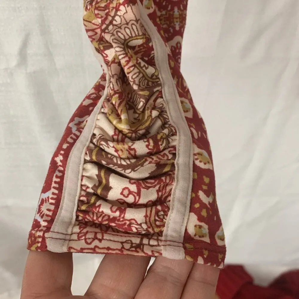 Free People Movement womens XS paisley leggings red white ruched you FP gym - Image 5