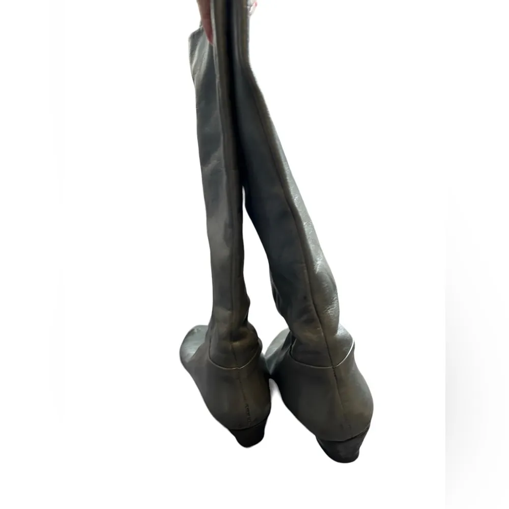 Hana Mackler Vintage Gray Leather Knee High Boots size 8 - Image 6