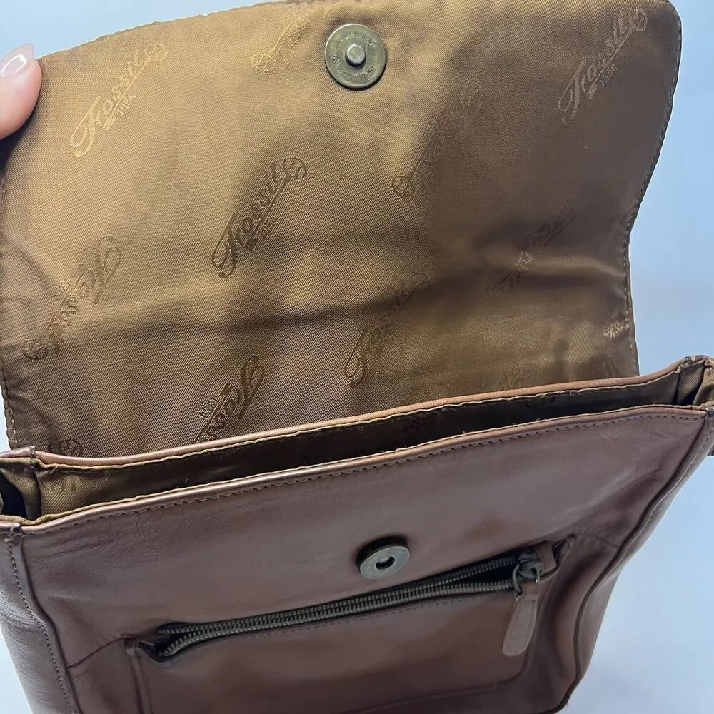 Vintage Fossil Purse Genuine Original Leather Brown Tan Classic Crossbody Bag - Image 8