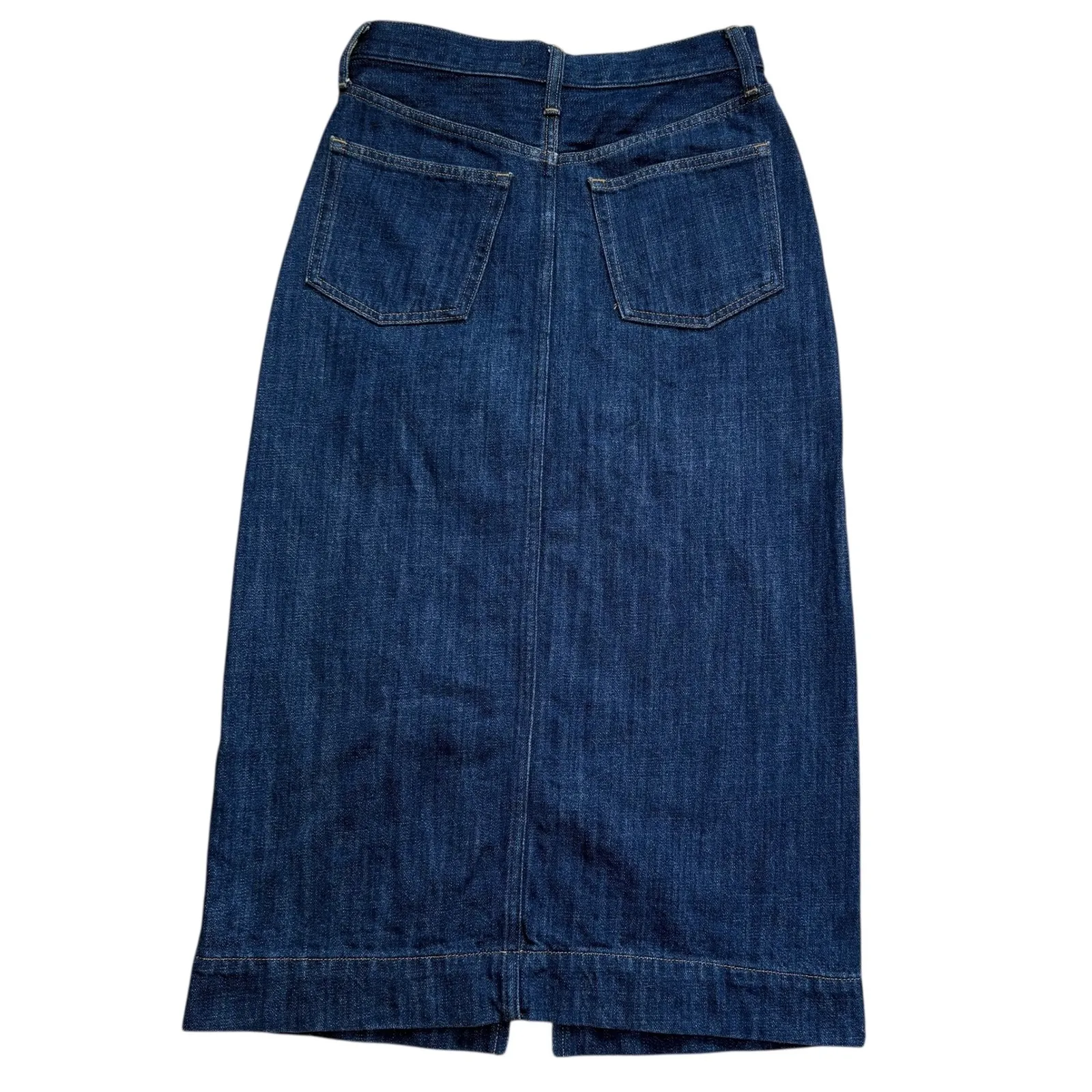 J. Crew Denim Midi Skirt‎ Front Slit Dark Wash Size 25 Style BY456 - Image 5