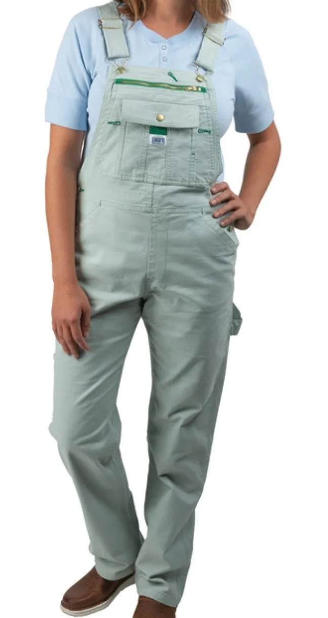 Liberty Duck Bib Overalls Pockets Adjustable Straps Frosted Sage Green XL Size 18 - Image 1