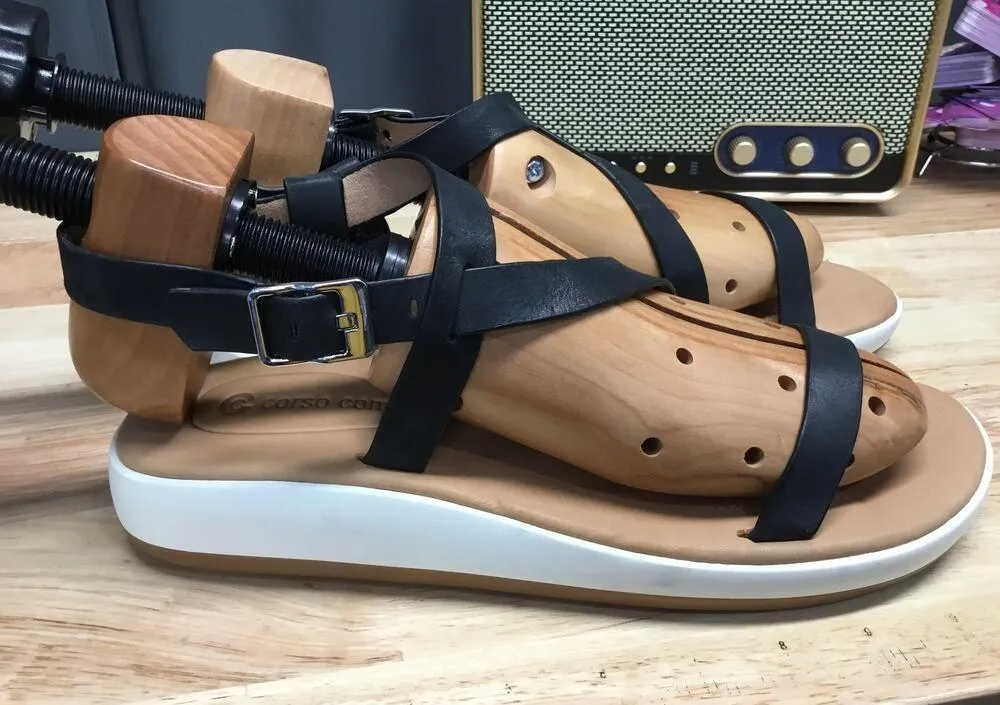 Corso Como Slingback Wedge Sandals Women's 9.5 Black Leather Buckle Comfort - Image 3