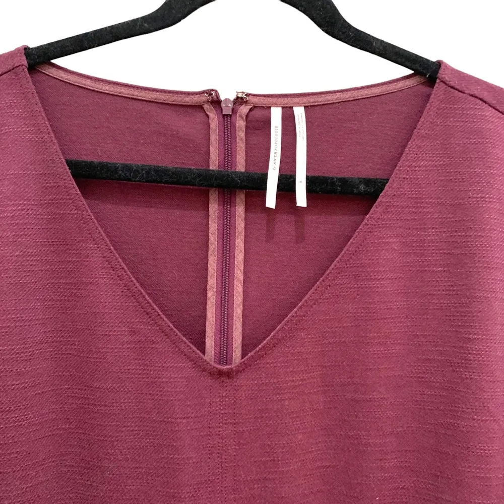 Anthropologie Sutton Ponte Jumpsuit v-neck purple plum textured pleated batwing - Image 10