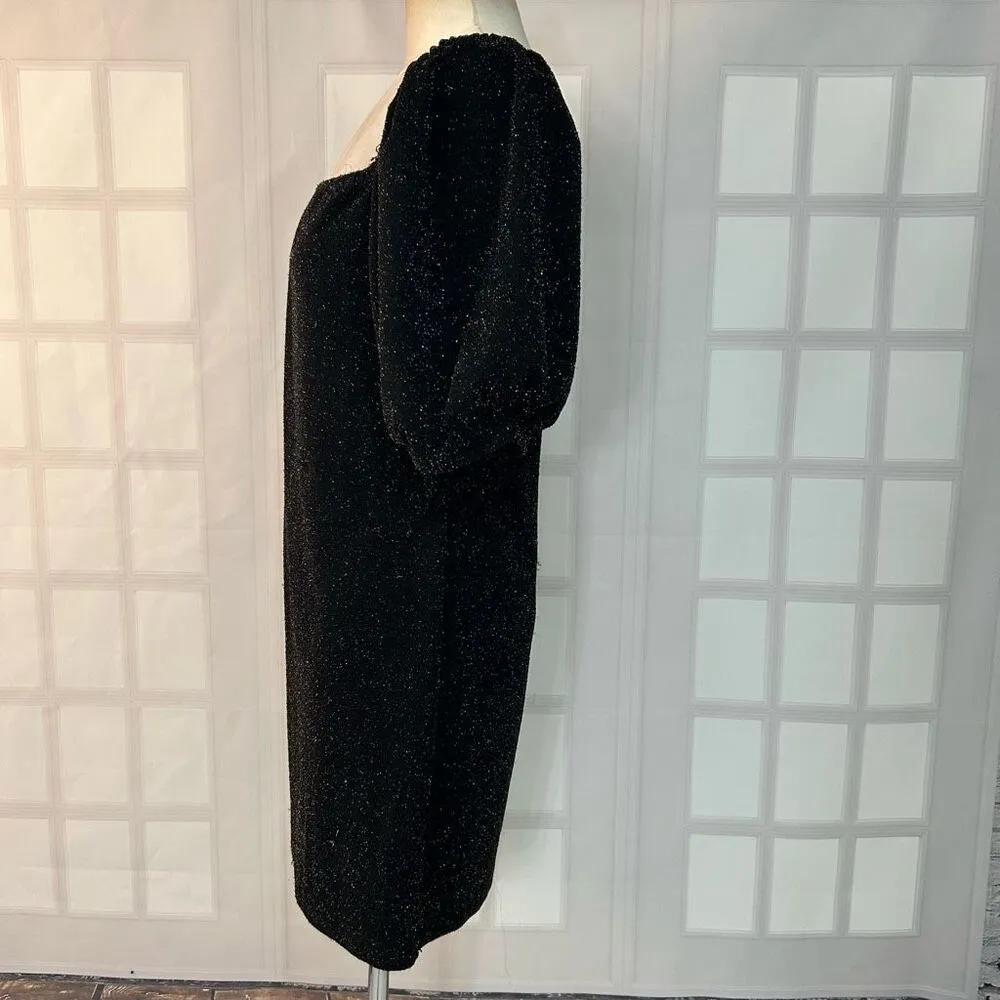 Ophelia Rae black sparkle Puff Sleeve Dress Size Large - Image 5