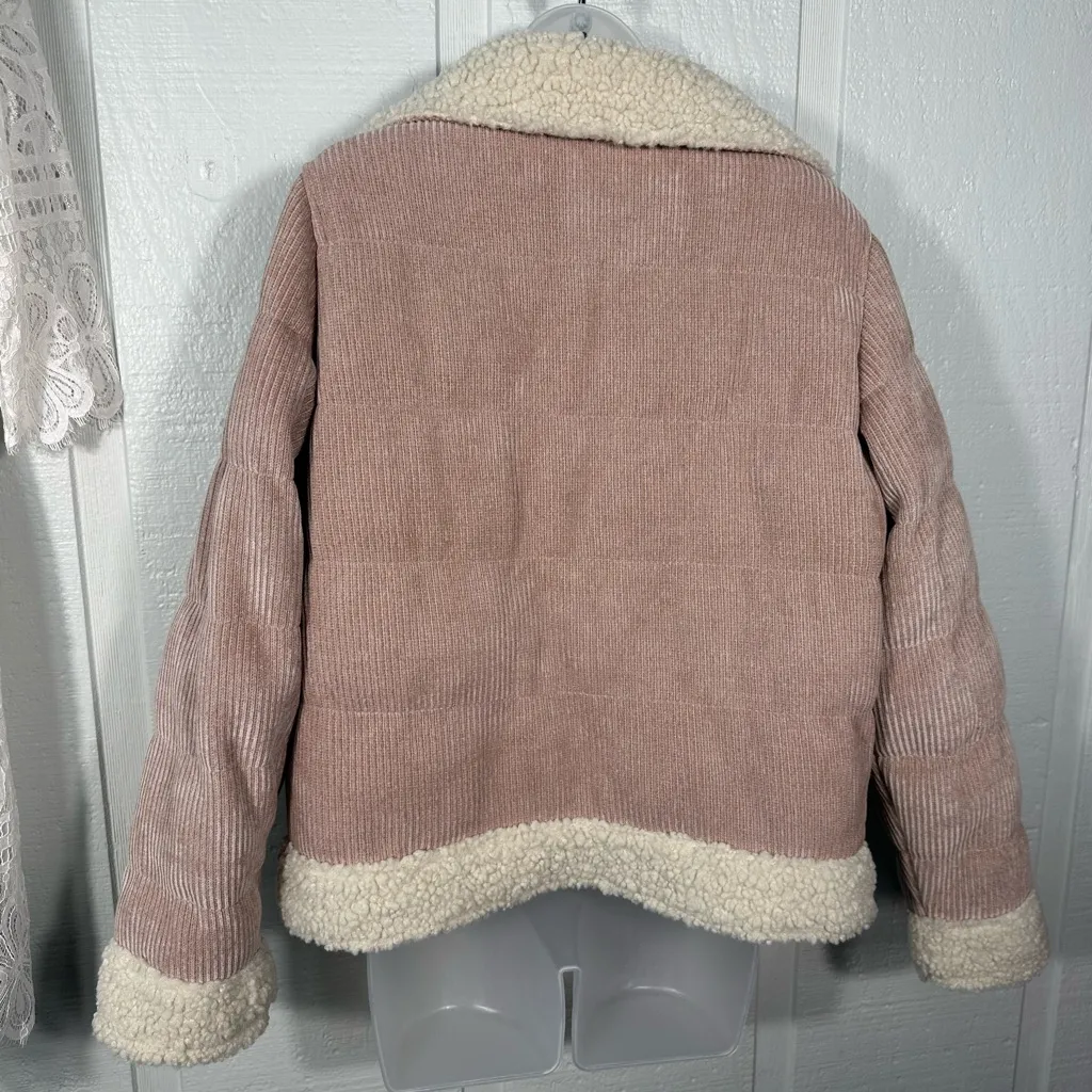 UpWest Corduroy Blush Bomber Sherpa Lined Jacked Size Medium EUC - Image 10