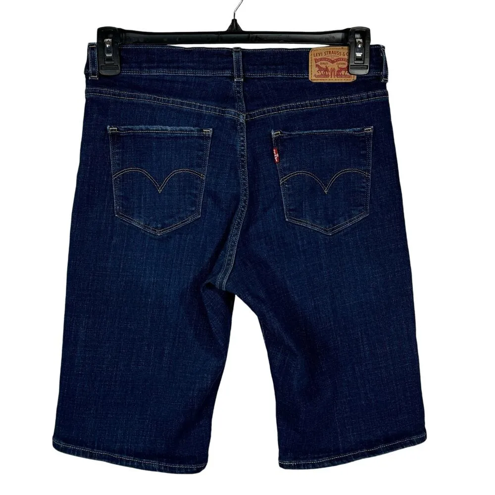 Levi’s SZ 29 Classic Bermuda Jean Shorts Stretch Zip-Fly Mid-Rise Dark Wash Blue - Image 3