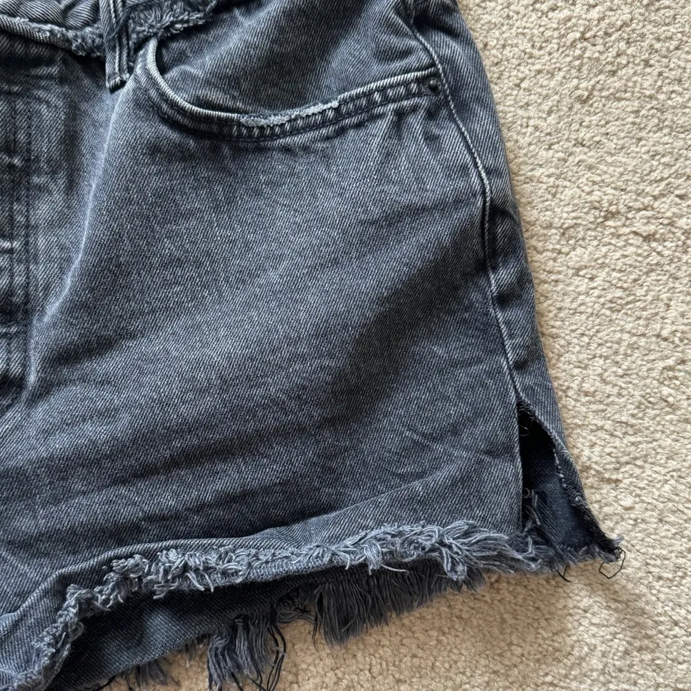 GRLFRND Karolina Shorts Size 30 Black Fray Hem cut off high waisted button fly - Image 5