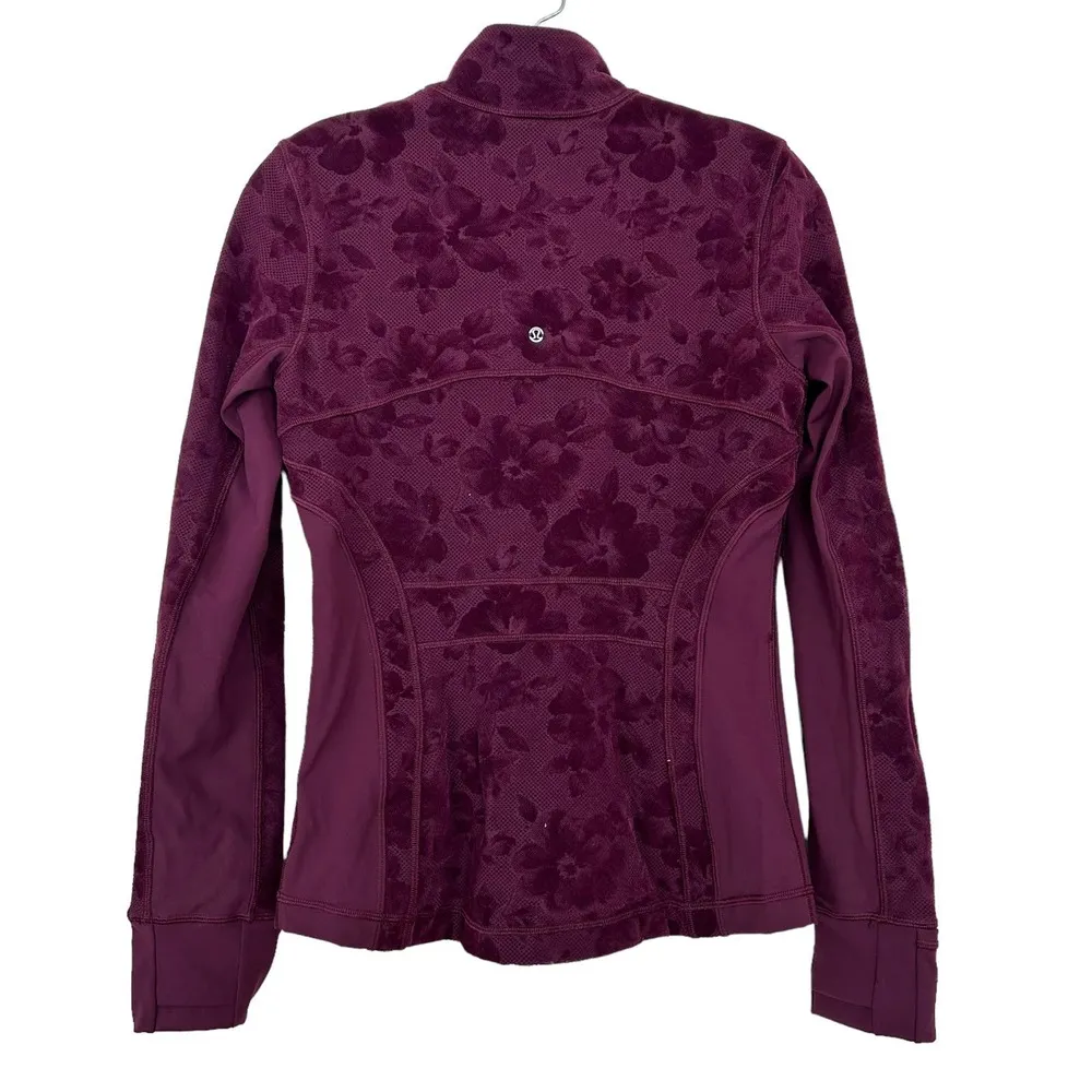 Lululemon Maroon Floral Special Edition Define Jacket Flocked Dark Adobe Sz 6 - Image 4