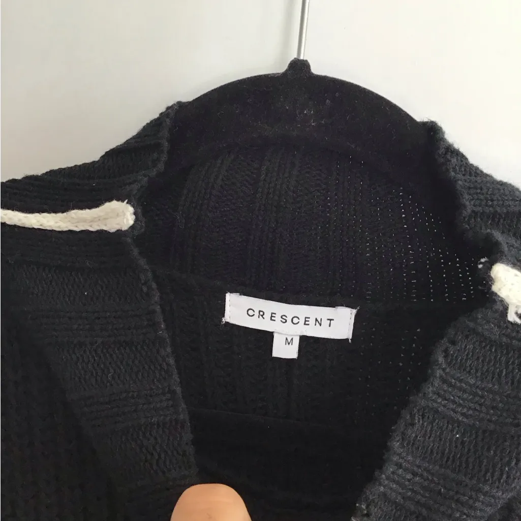 Crescent Black Knit sweater Cotton acrylic wool M - Image 2