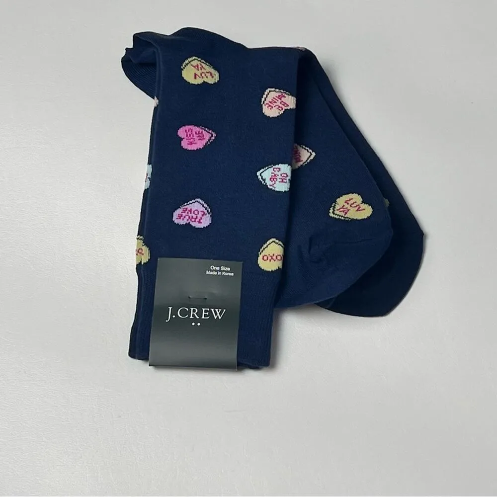 J.Crew Women's Crew Style Socks Love Heart Candy Print OS NWT Blue - Image 6