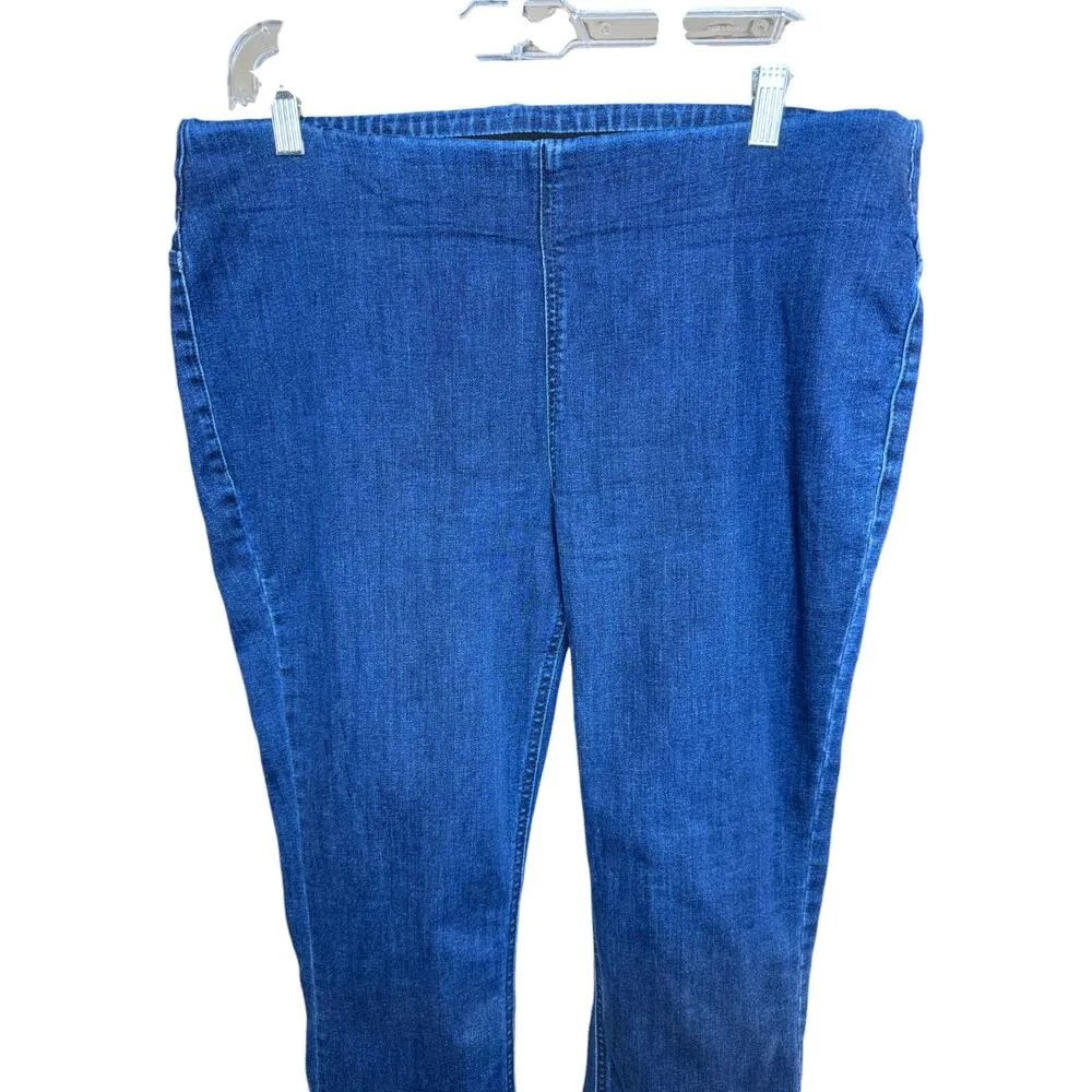 Denim & Co. Signature Perfect Flex Pull-On Jeans Deep Indigo Petite 14 - Image 2