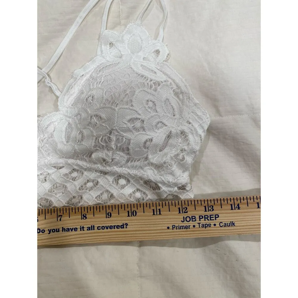 Anemone Wirefree Crochet Bralette Womens Size Large White Strappy Bra - Image 11
