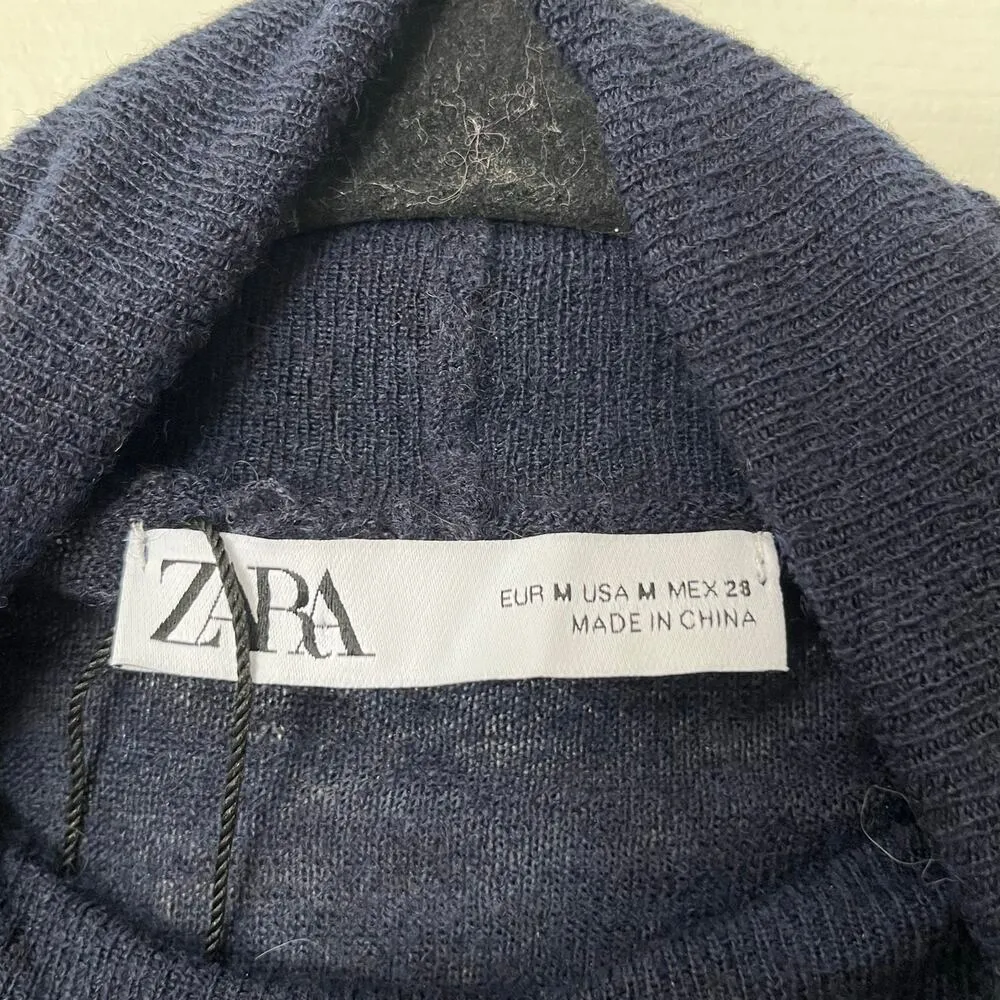 Zara Distressed Hem Wool/Alpaca Blend Turtleneck Sweater - Size M - Image 5