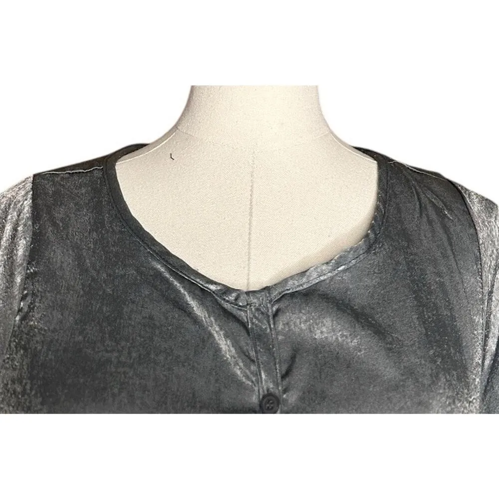 Joyfolie Mia Joy Tiered Boho Maxi Dress Flowy Vtg Inspired Hippie Gray Silver XS - Image 4