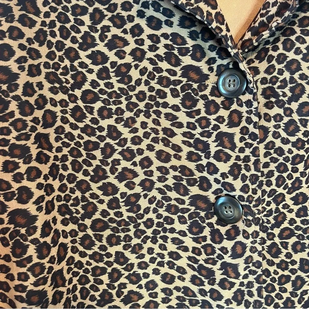 Briggs Vintage Leopard Animal Print Button Down Top Brown Size XL - Image 2