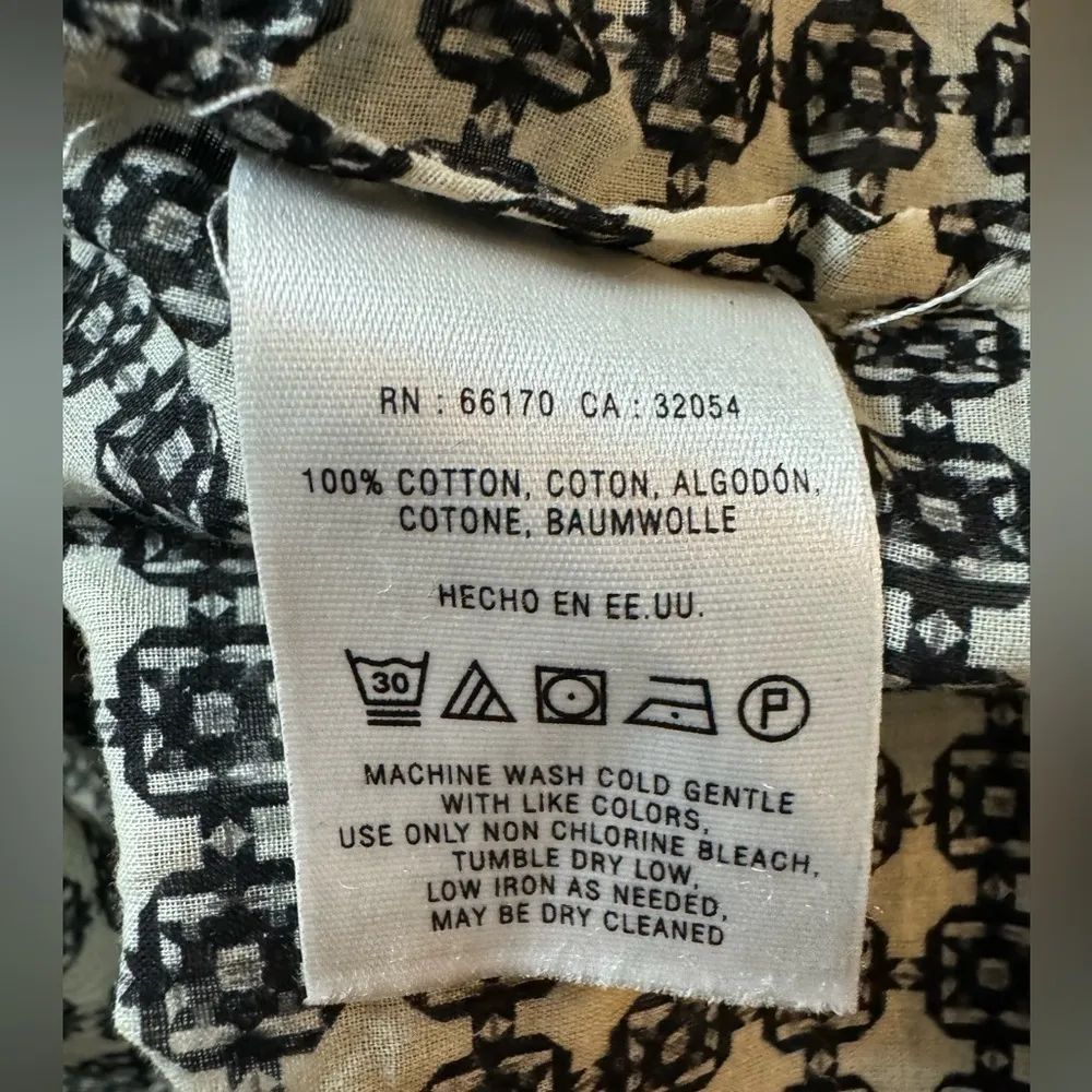 Anthropologie Holding Horses Popover Button Down Shirt Size 4 Black and White - Image 10