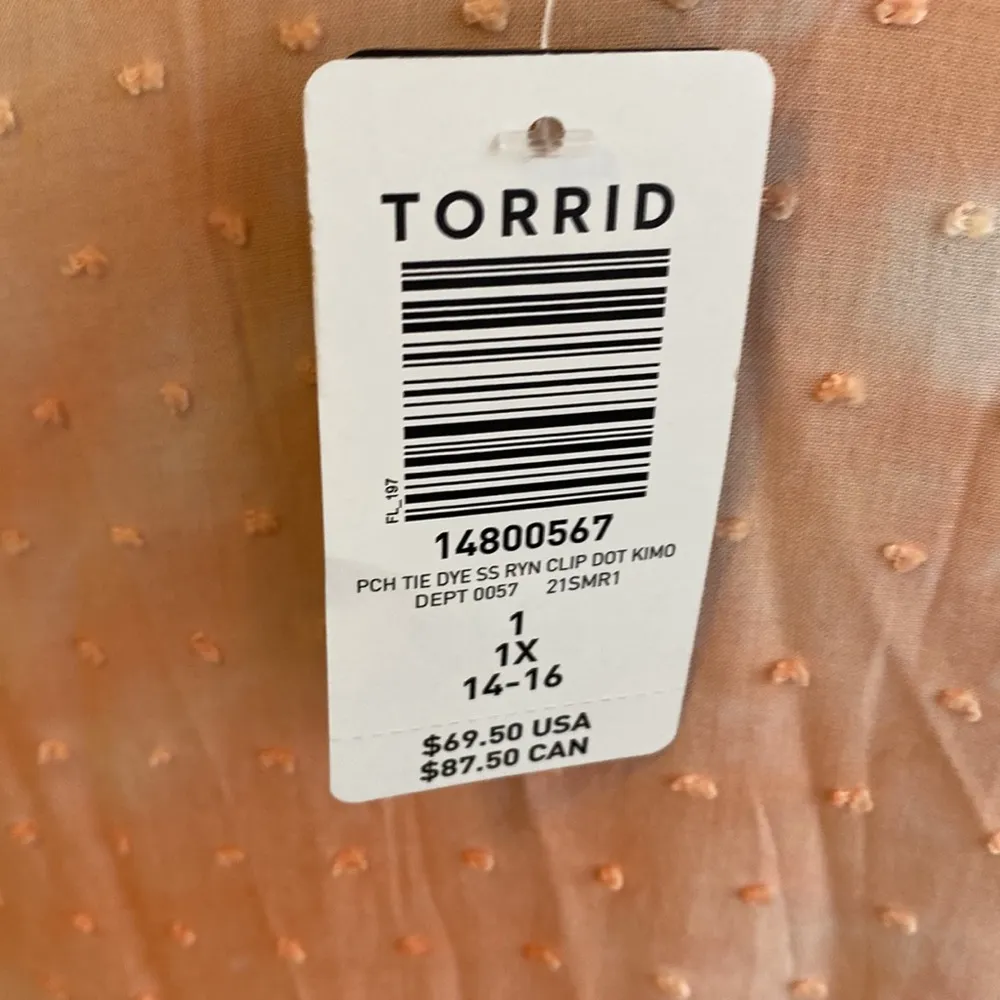 Torrid  Peach Tie Dye Clip Dot Kimono - Image 6
