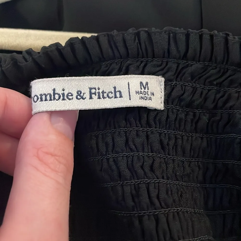 Abercrombie & Fitch Portrait Neck Mini Dress Black  Ruffle Trim Whimsigoth M - Image 5