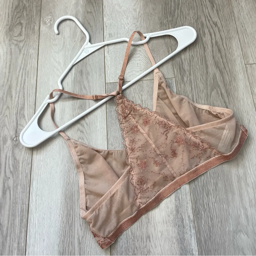 Free People Bralette luna star sheer mesh womens Cream (medium) celestial boho - Image 2