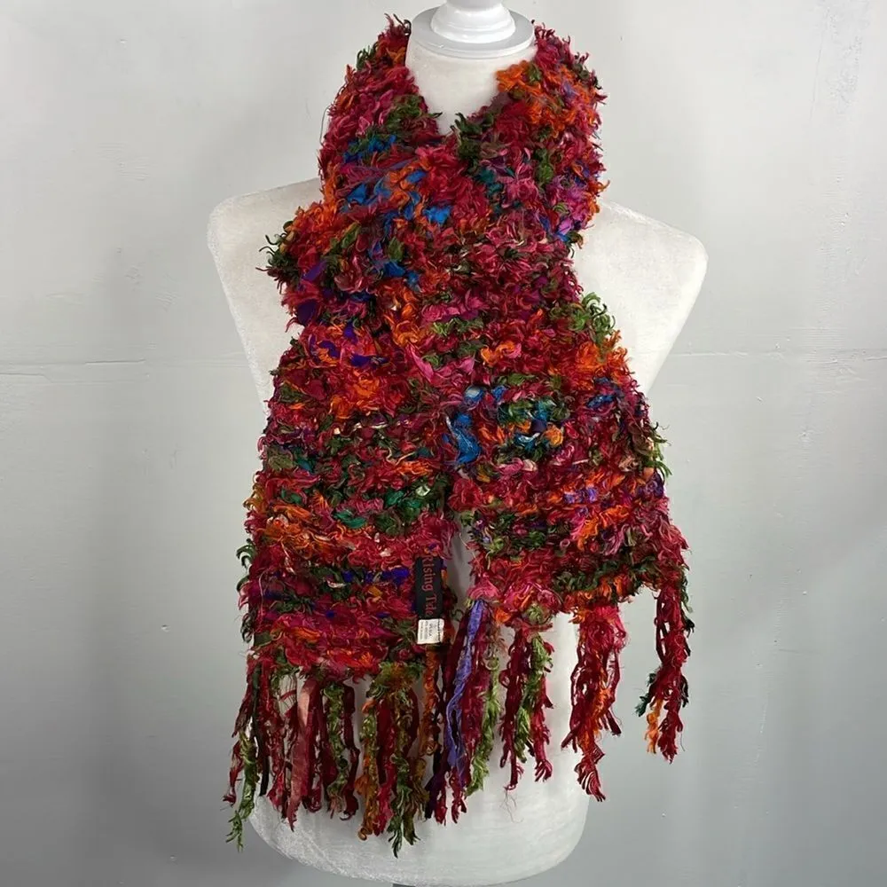 Rising Tide Boho Silk Blend Colorful rectangular scarf 5” x 72” - Image 2