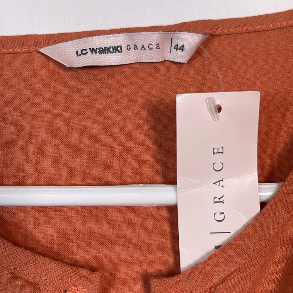LC Waikiki Grace Burnt Orange Embroidered L/S Blouse Size 44/16 NWT #0644 - Image 9
