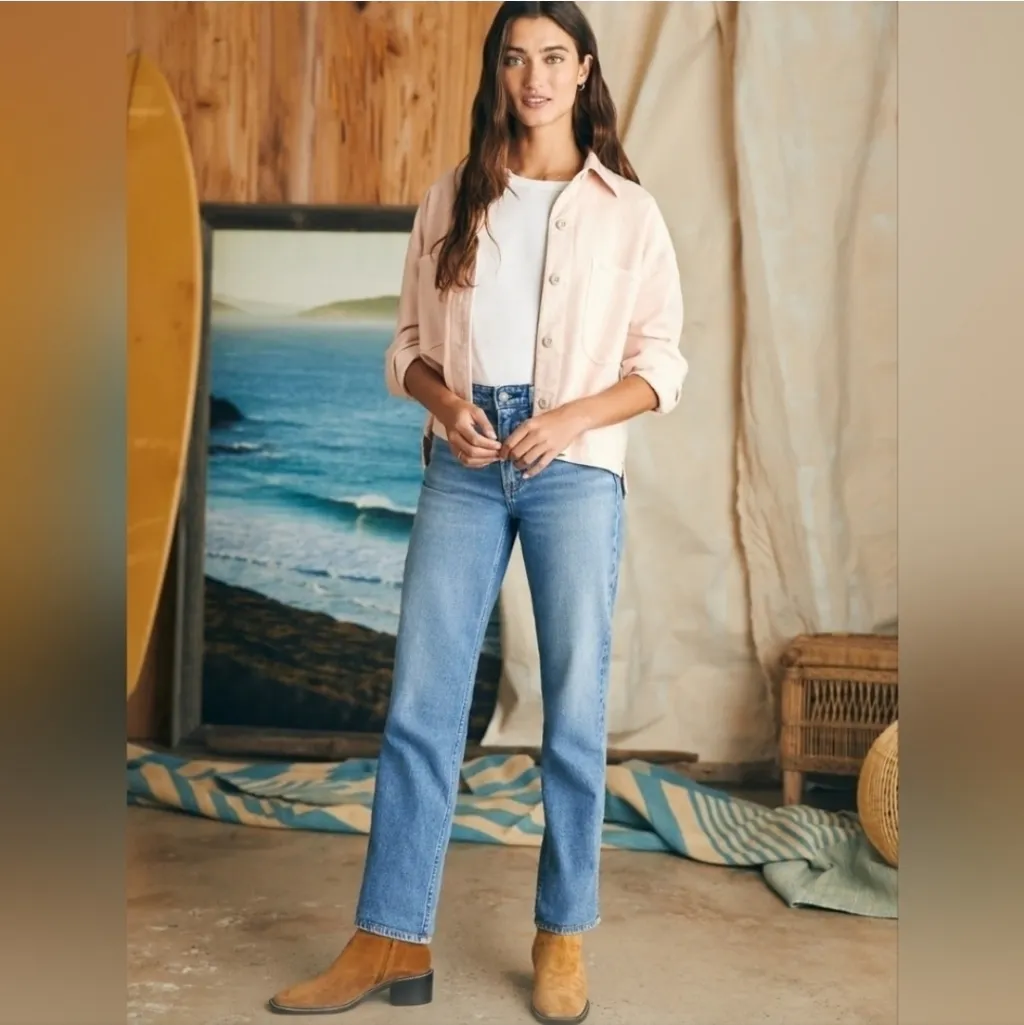 Faherty Stretch Terry Overshirt Peach Whip - Image 8