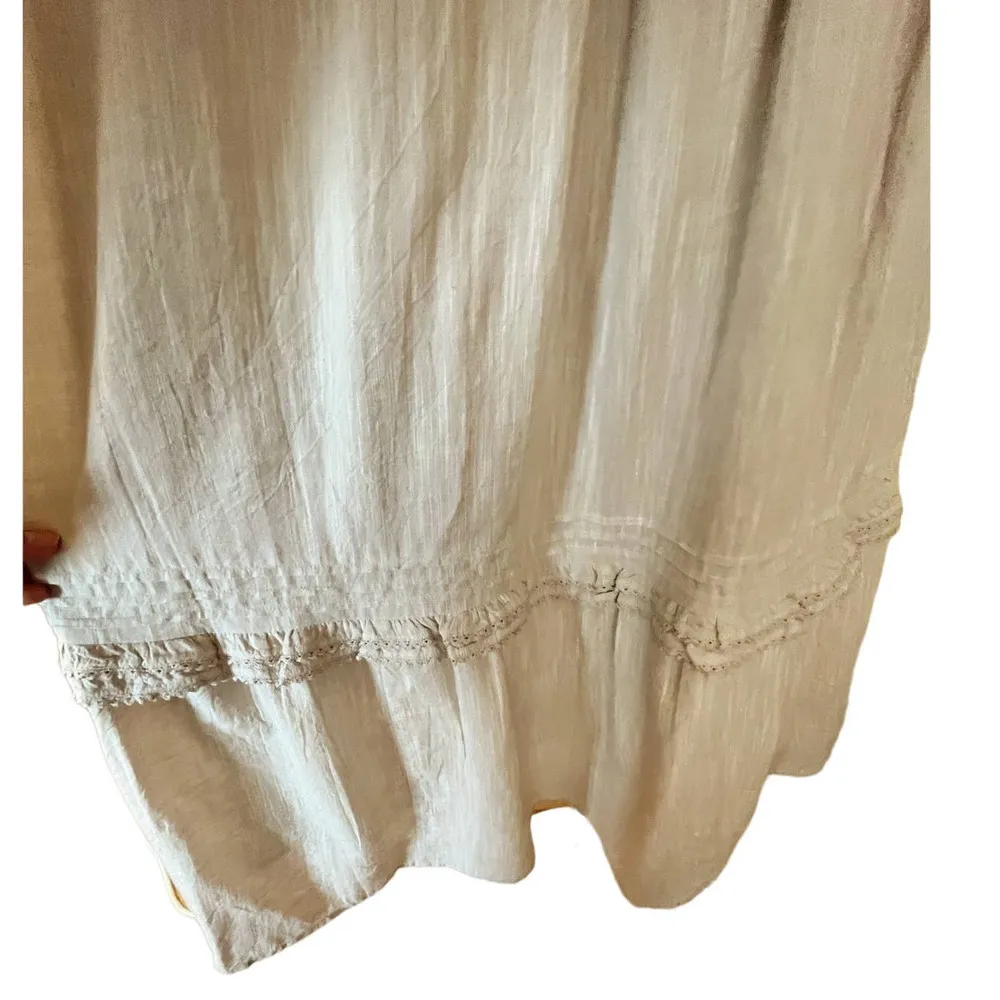 ROLLER RABBIT Maxi Dress Delfia Beige Ruffle Trim High Neck Long Sleeves Small - Image 6