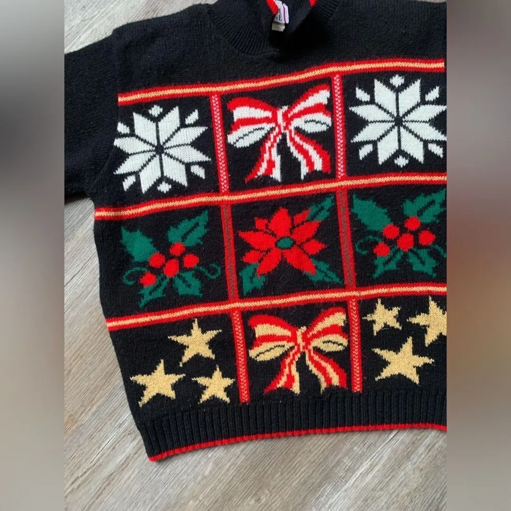 VTG Cricket Lane Holiday Christmas Poinsettia Funky Sweater Red Black Size S M Size M - Image 4