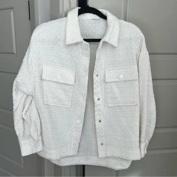Vestique Tweed Lightweight White Shacket - Image 2