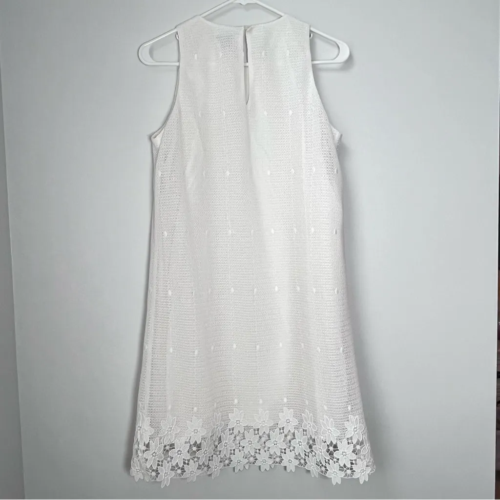 Ann Taylor Size 4 White Sleeveless Embroidered Floral Lace Sheath Dress - Image 5