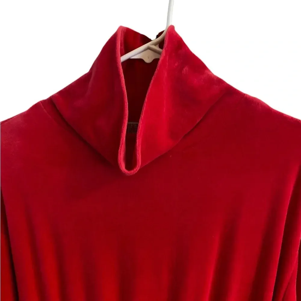 vintage Fads 80s velour red mock neck maxi dress Winter Holiday comfy Warm soft Size M - Image 4