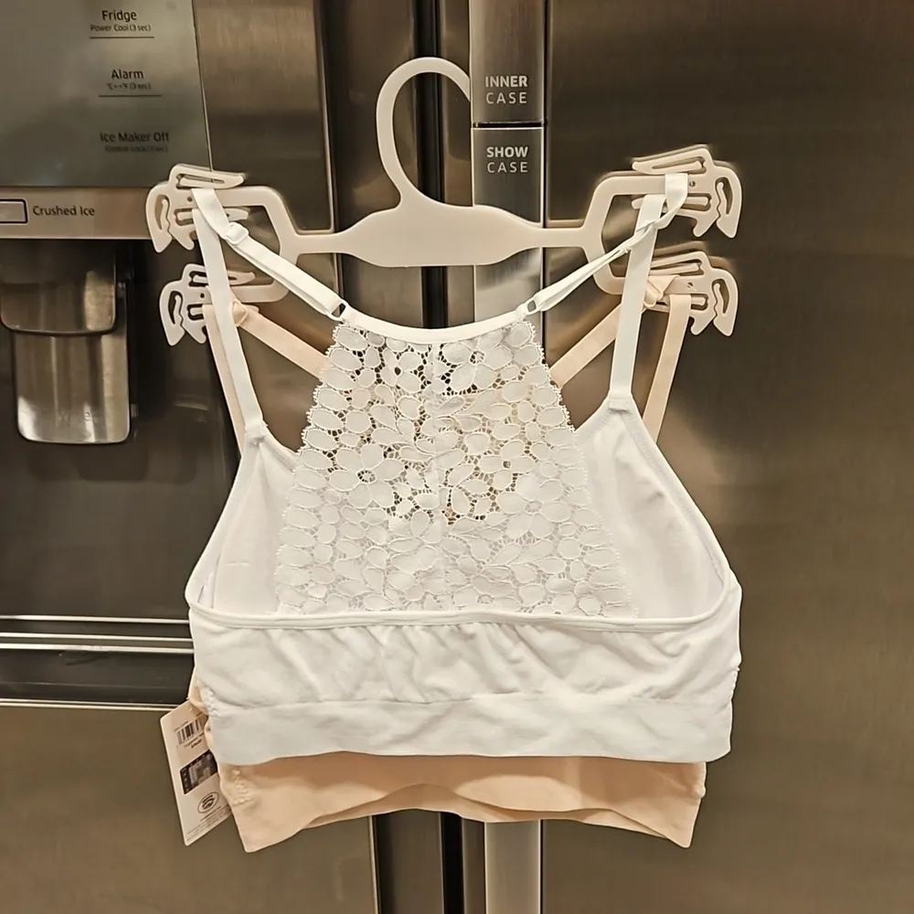 💕LAURA ASHLEY💕 Lace Back Bralettes (2 Pack) ~ Pink & White Small NWT - Image 2